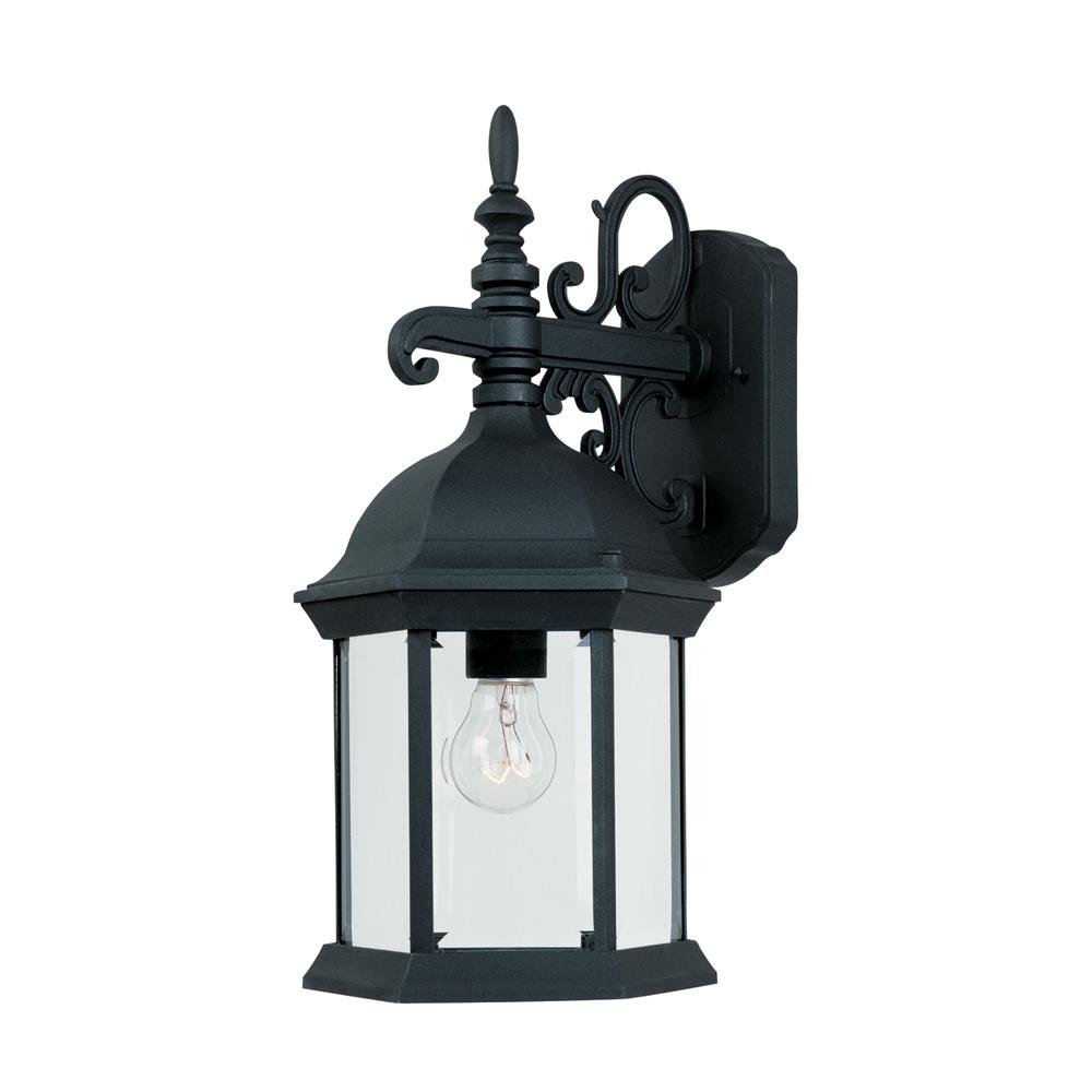 Designers Fountain 2971-BK 8 inches Cast Wall Lantern in Black (Clear Glass)